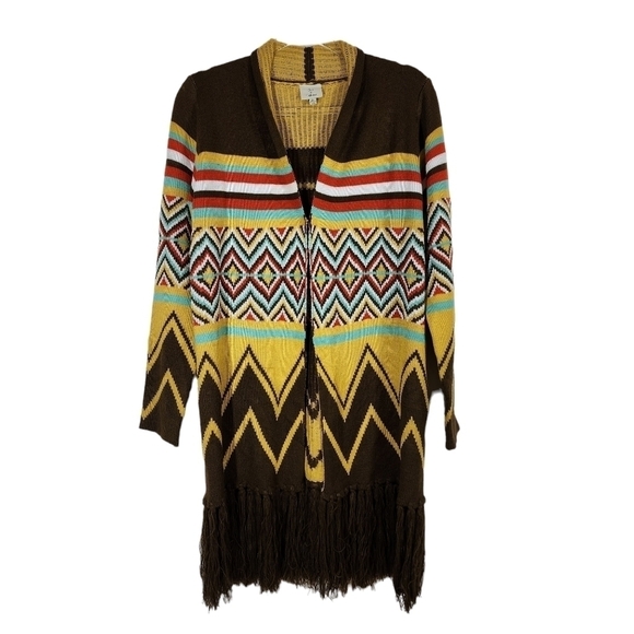 HOT & DELICIOUS WESTERN FRINGED CARDIGAN SWEATER - Picture 3 of 10
